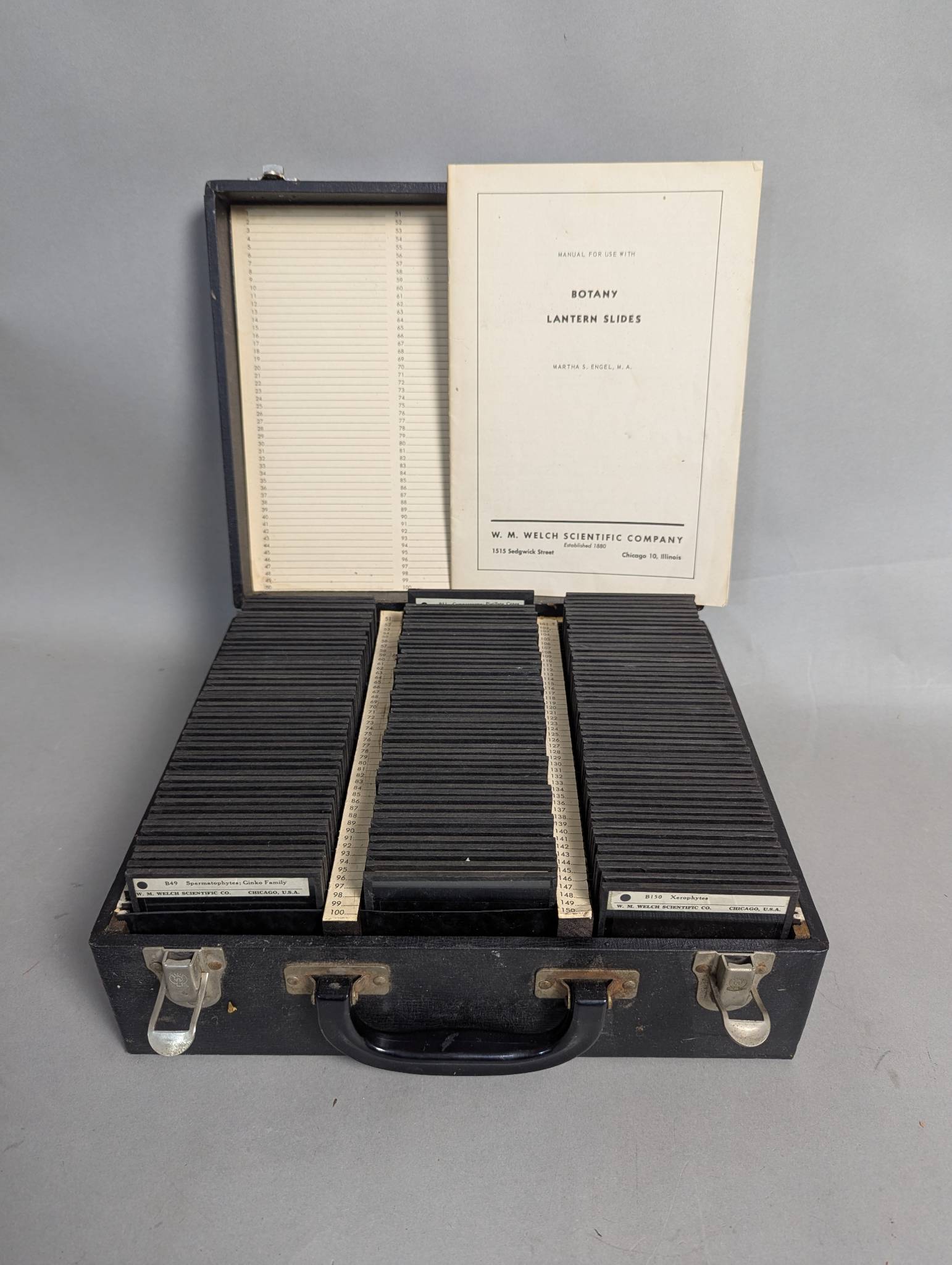 W M Welch Scientific Co Botany Lantern Slides in Case