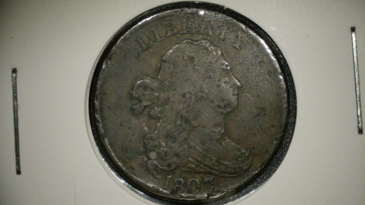 1807 Draped Bust Half Cent Coin, About Good Grade, Early American Copper
