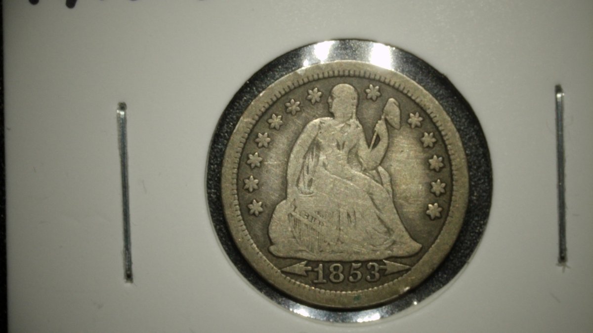 1853 Seated Liberty Dime with Arrows VF by Christian Gobrecht - Collectible Silver Coin
