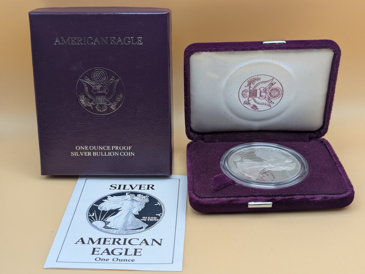 1990-S American Eagle One Ounce Proof Silver Dollar - Adolph A. Weinman Design