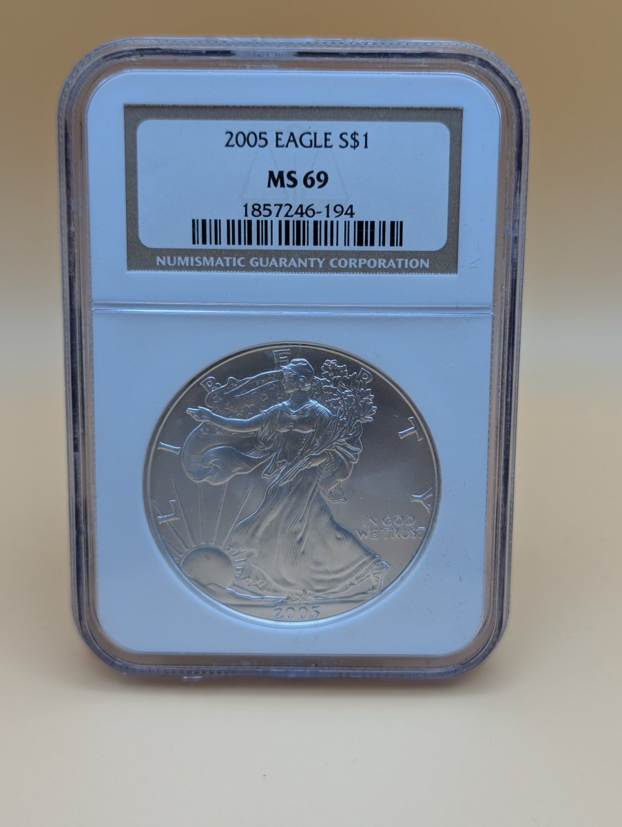2005 American Silver Eagle $1 Coin NGC MS 69 Gem State Silver Dollar
