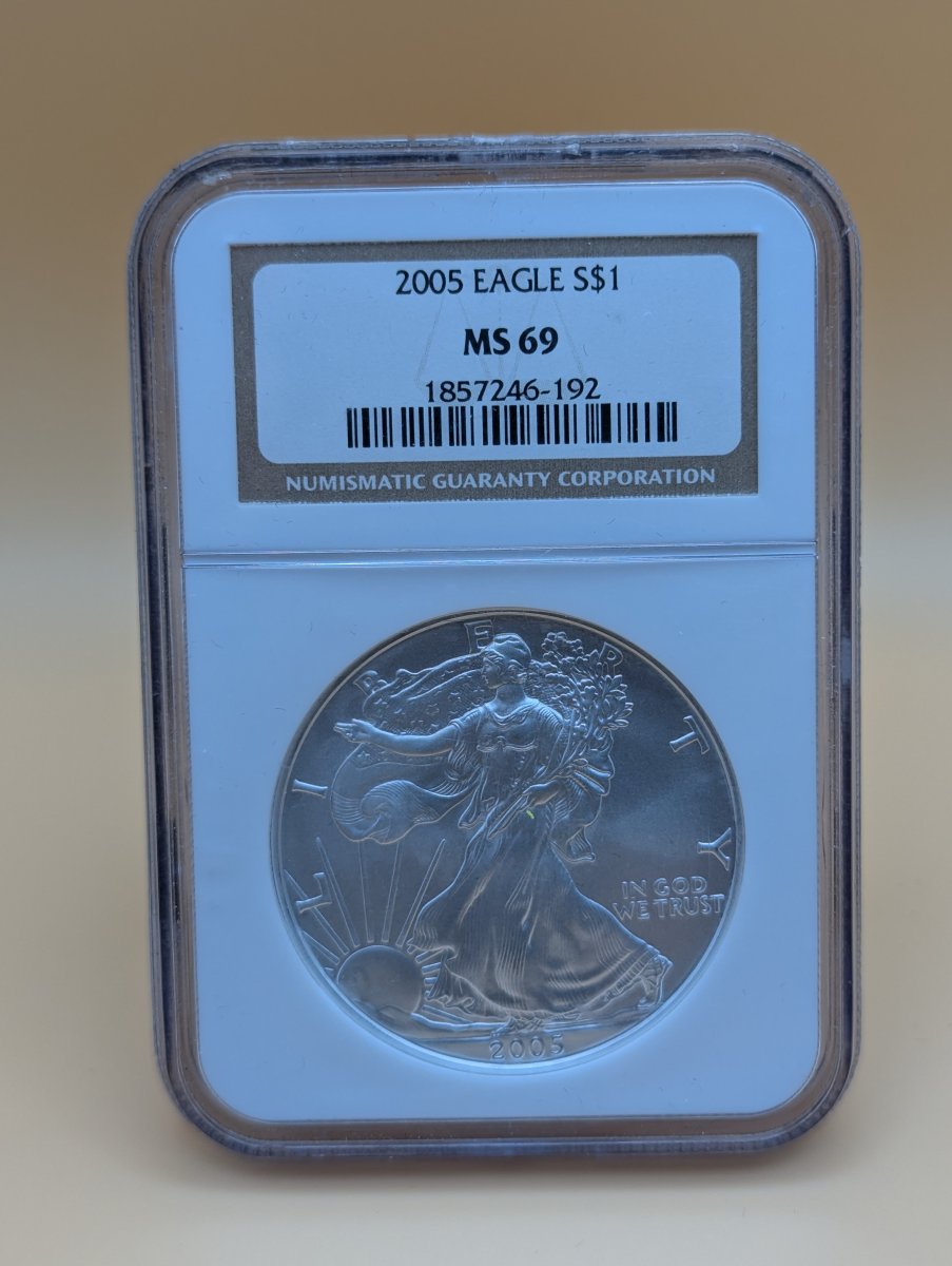 2005 American Silver Eagle $1 Coin NGC MS 69 - Adolph A. Weinman Walking Liberty Design