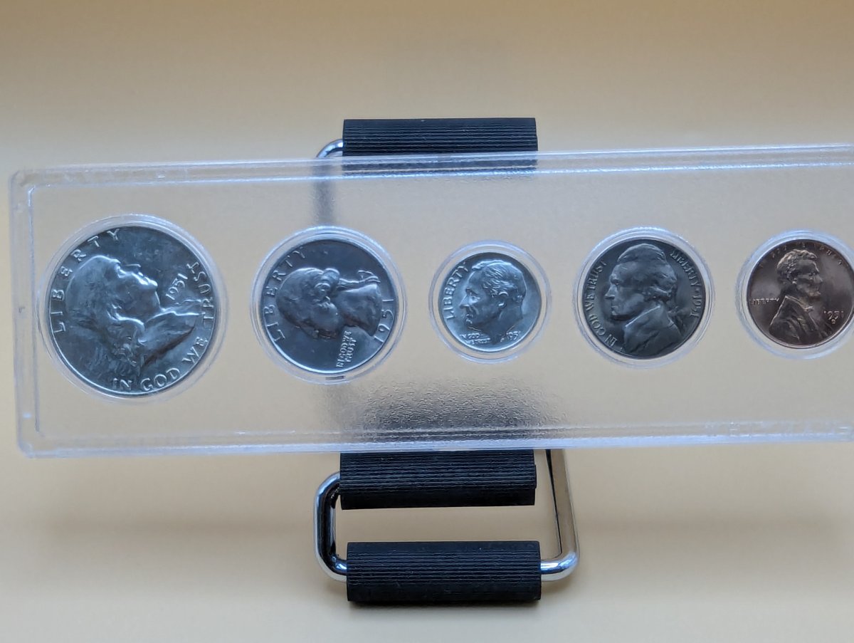 1951 US Mint Uncirculated 5-Coin Set - Half Dollar, Quarter, Dime, Nickel, Cent