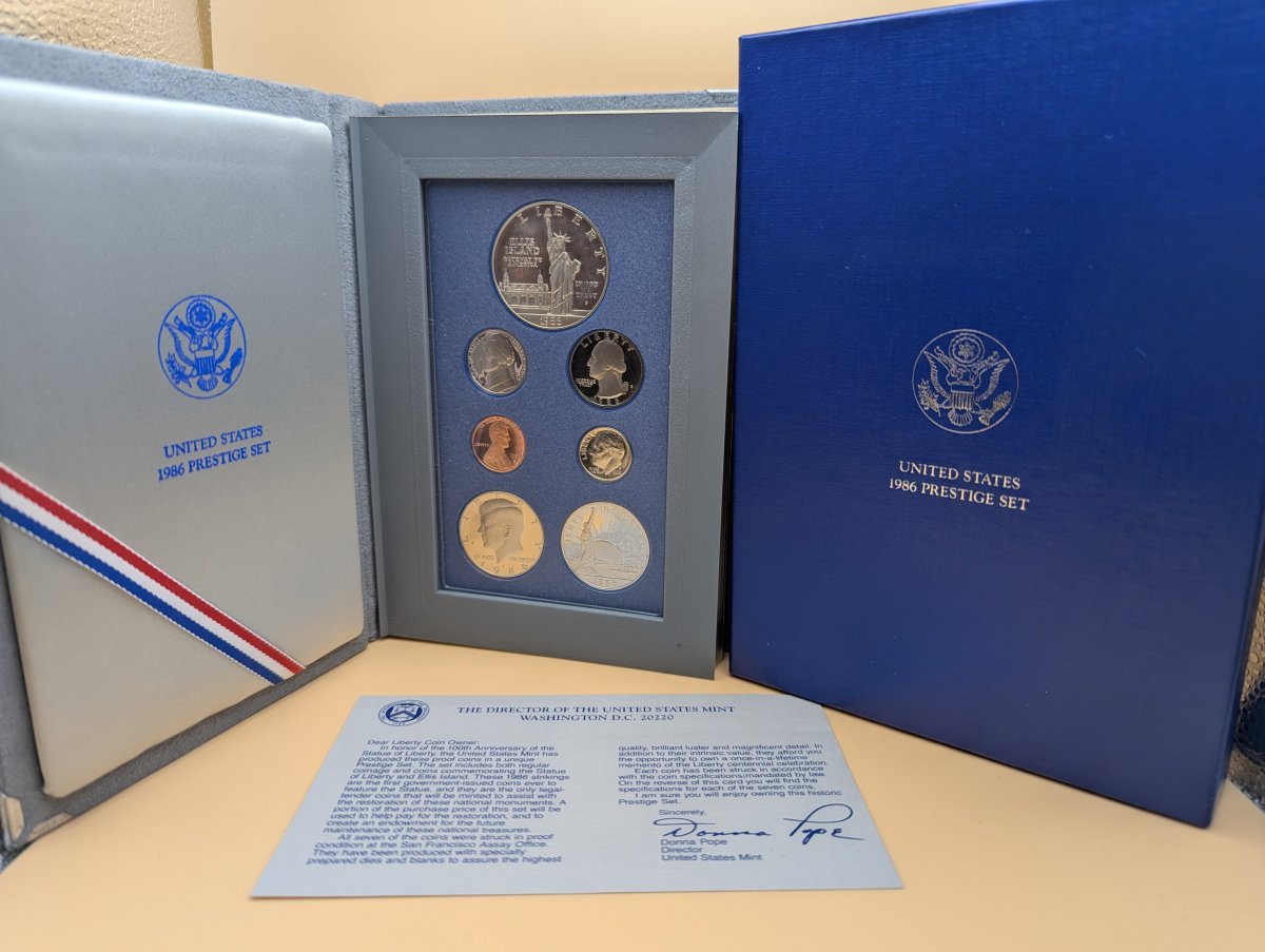 1986 United States Mint Liberty Prestige Proof Set with Silver Dollar - Gem Quality