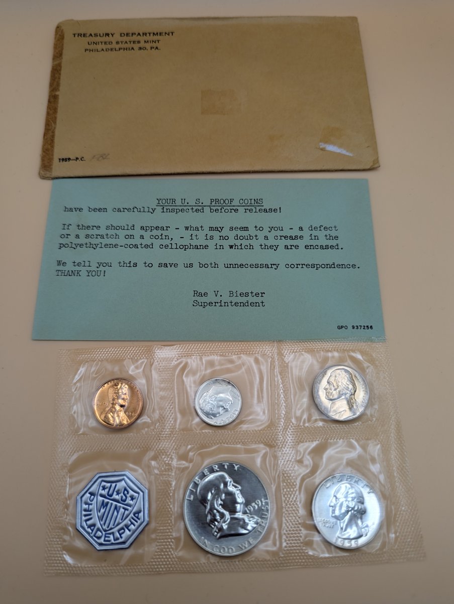 1959 US Mint Proof Set Complete with Original Packaging - Uncirculated Proof 5 Coins