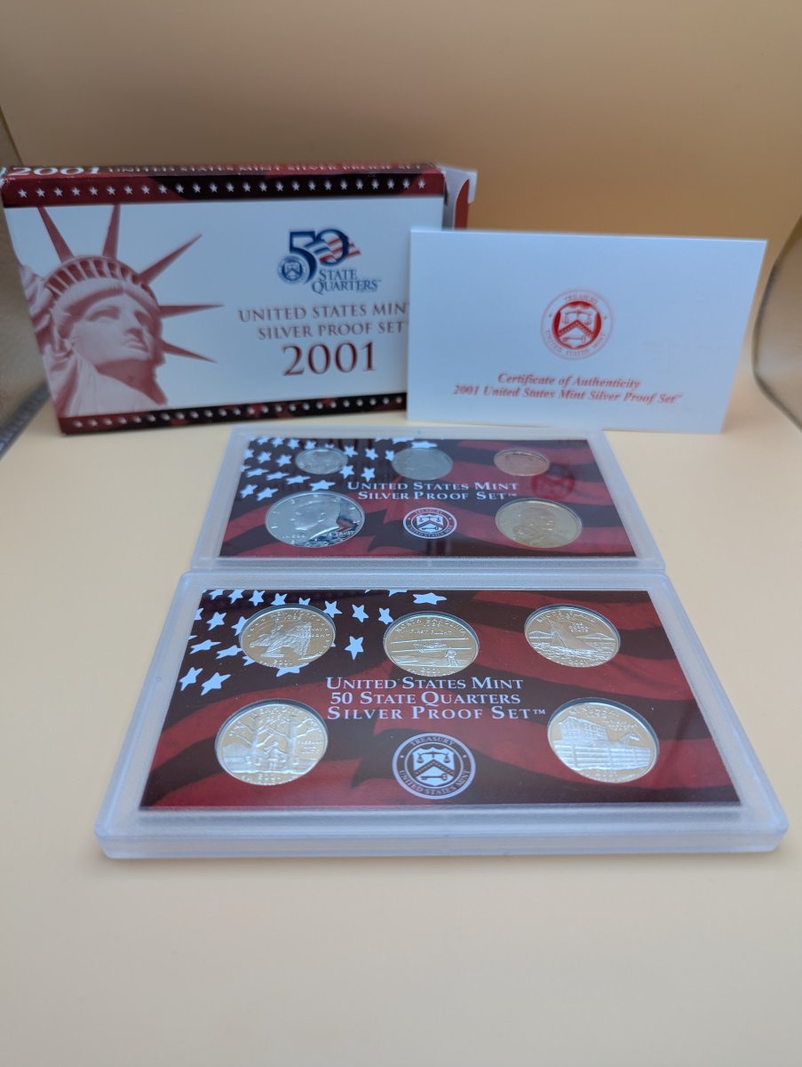 2001 United States Mint Silver Proof Set - 10 Coins - Pristine Condition - S Mint Mark