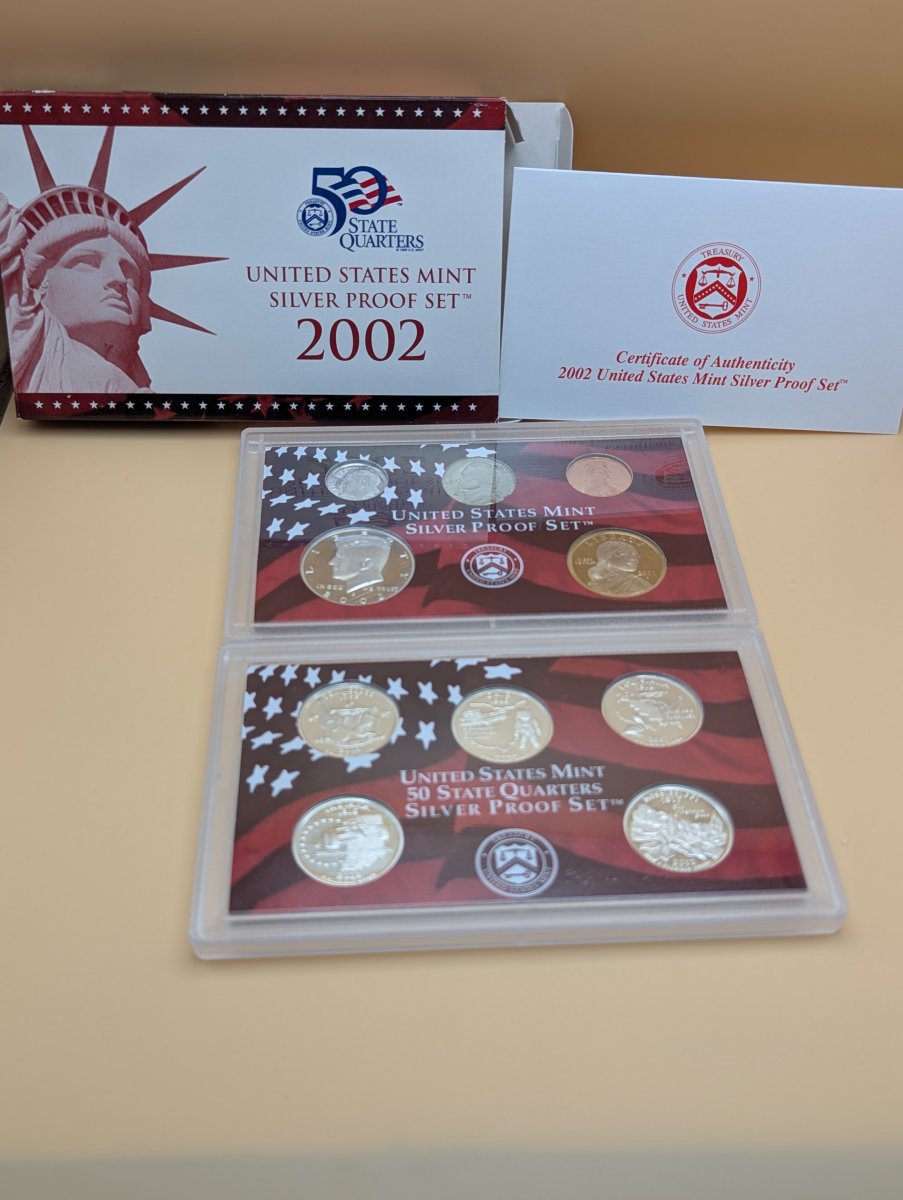 2002 United States Mint Silver Proof Set Excellent Condition with Original Packaging