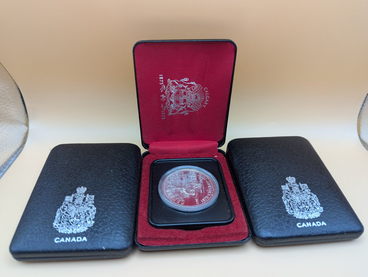 Lot of 3 1975 Royal Canadian Mint Calgary Centennial Proof Silver Dollars