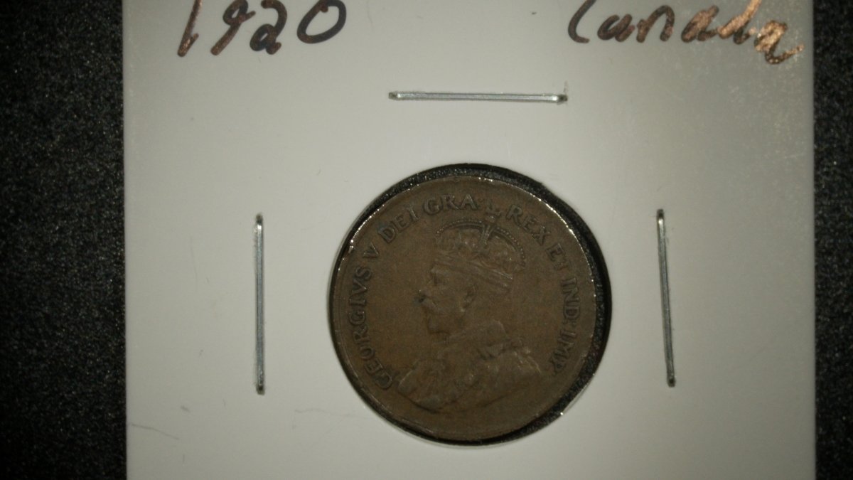 1920 Canada King George V One Cent Coin Small Cent Very Fine VF