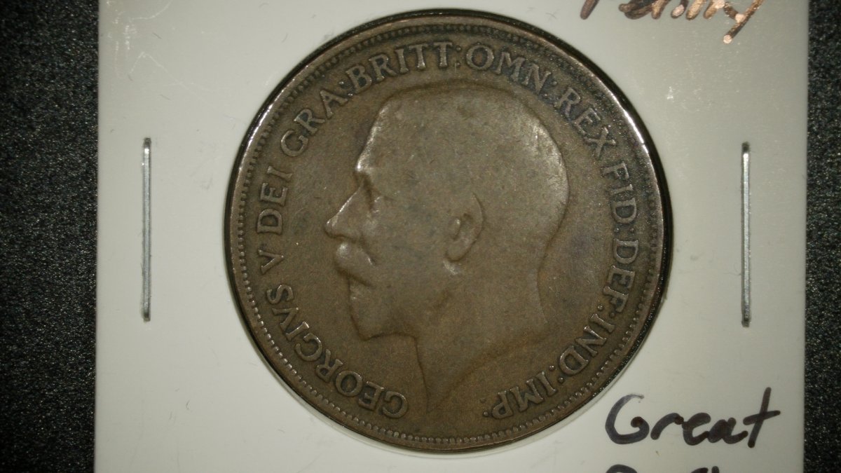 1918 Great Britain One Penny Coin George V Fine Bronze - Royal Mint