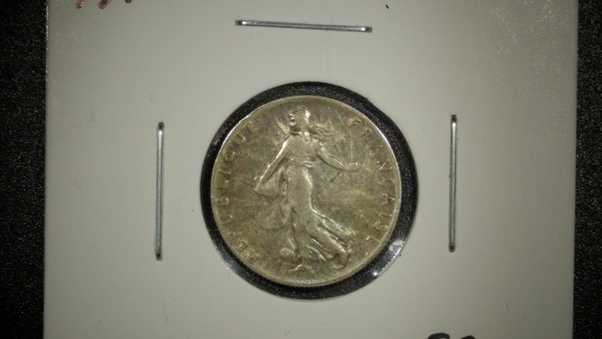 1918 France 50 Centimes Silver Coin La Semeuse by Louis-Oscar Roty VF