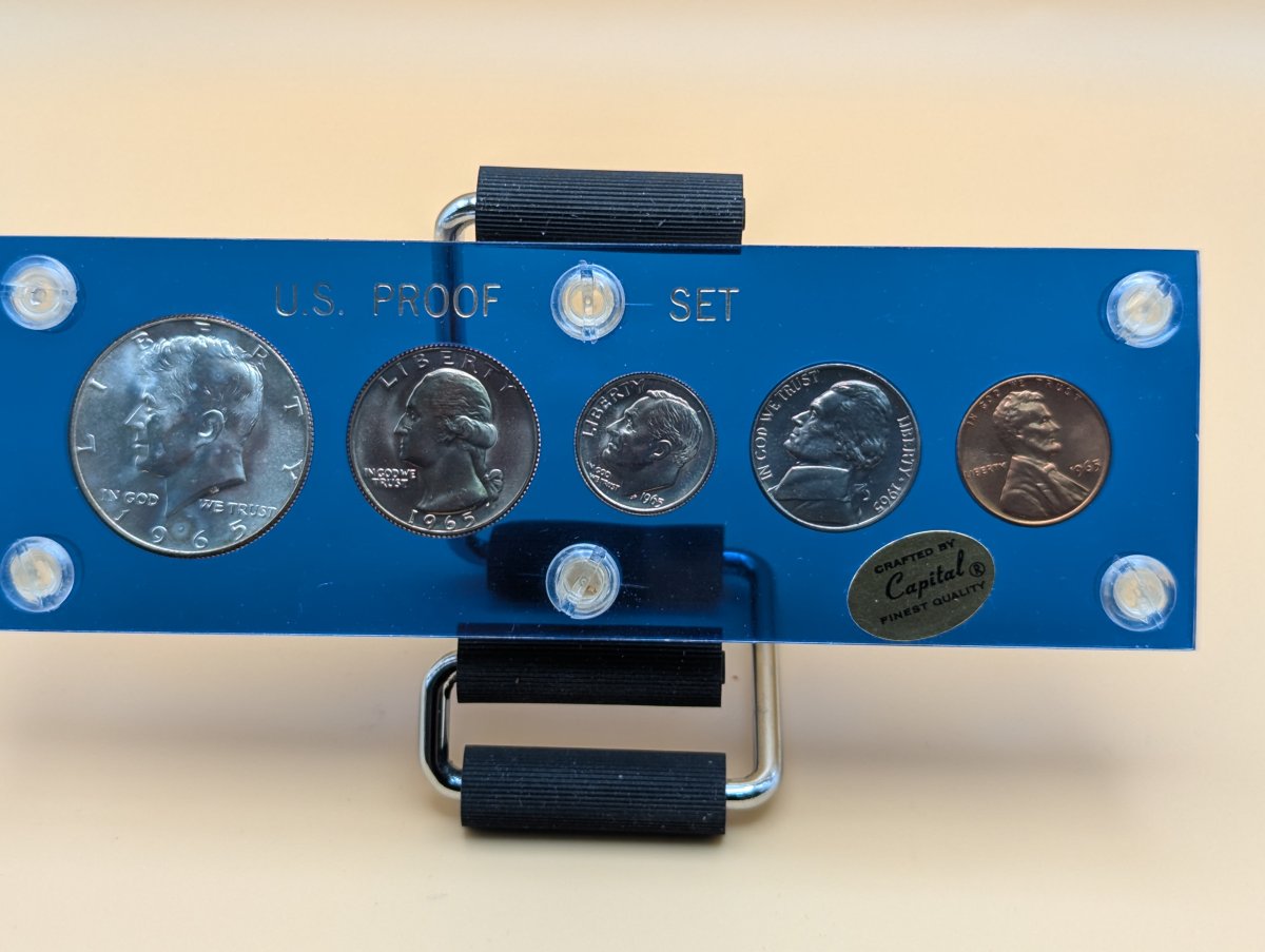 1965 US Mint Proof Set Capital Holder Excellent Condition Display Collectible Coins