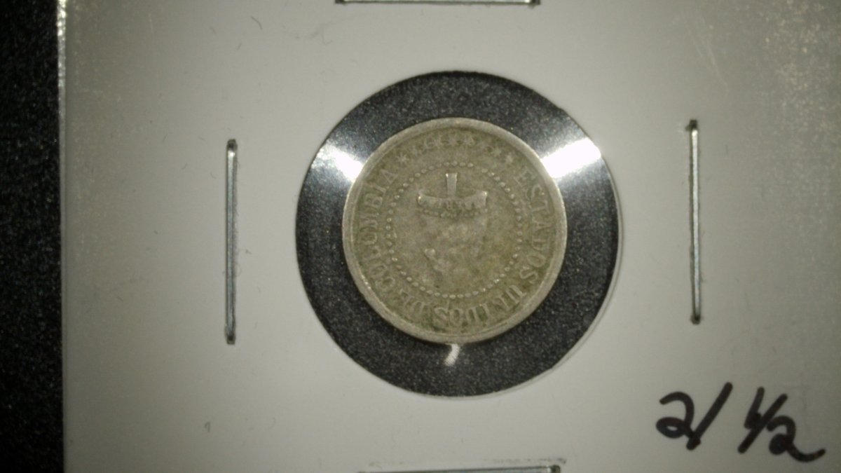 1881 Colombia 2 1/2 Centavos Coin Very Fine Casa de Moneda de Colombia