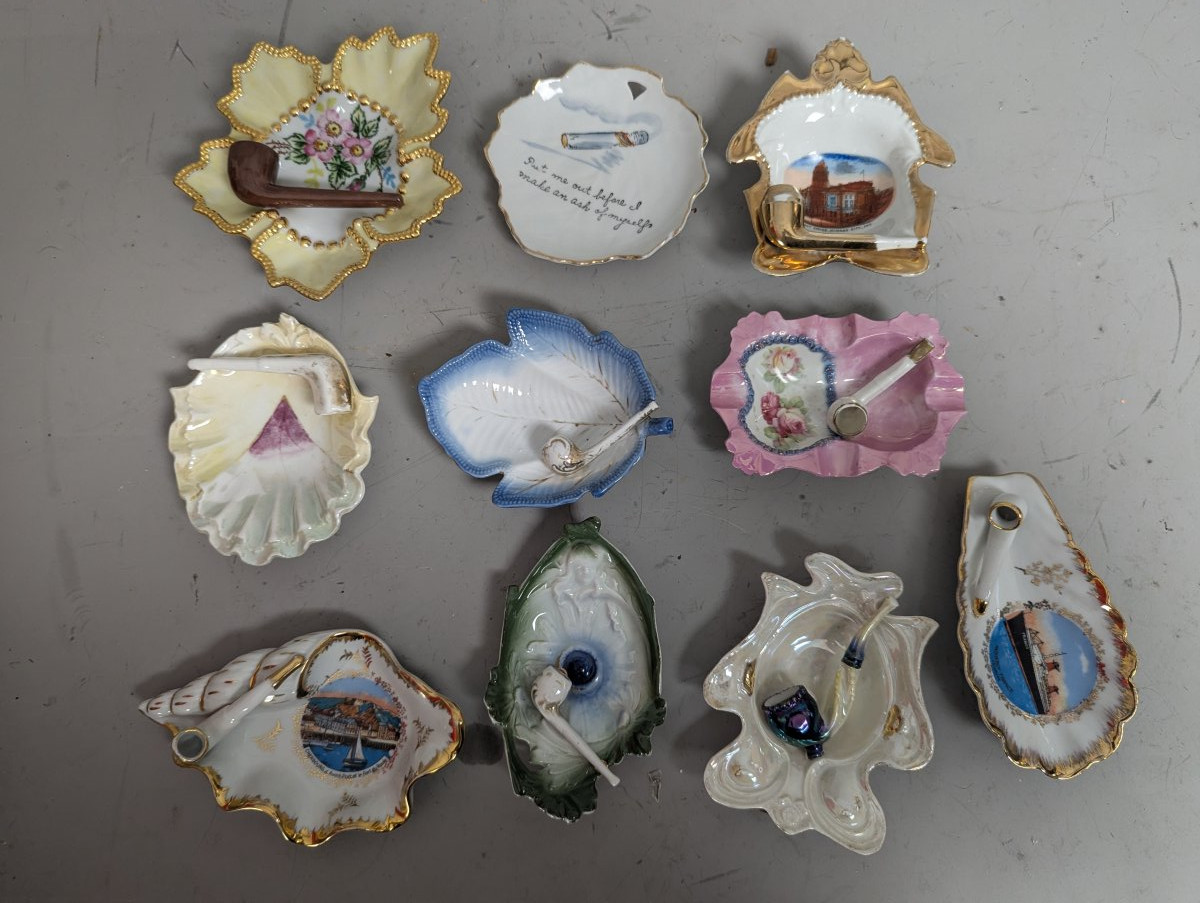 Vintage Ceramic Ashtray Collection Pipe Rests Decorative Souvenir Ware 10 Pieces