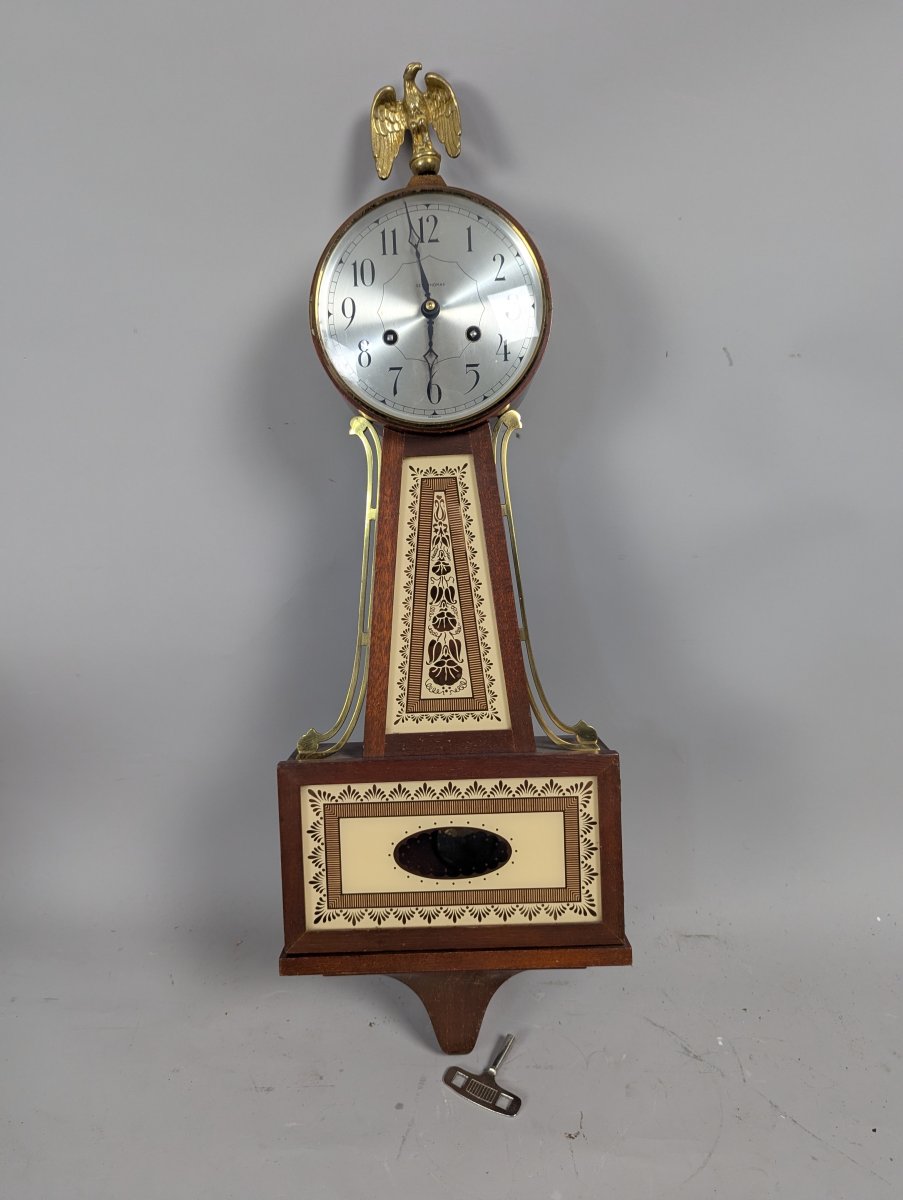 Seth Thomas Brookfield 6W Banjo Clock with Pendulum and Key Excellent Vintage Timepiece
