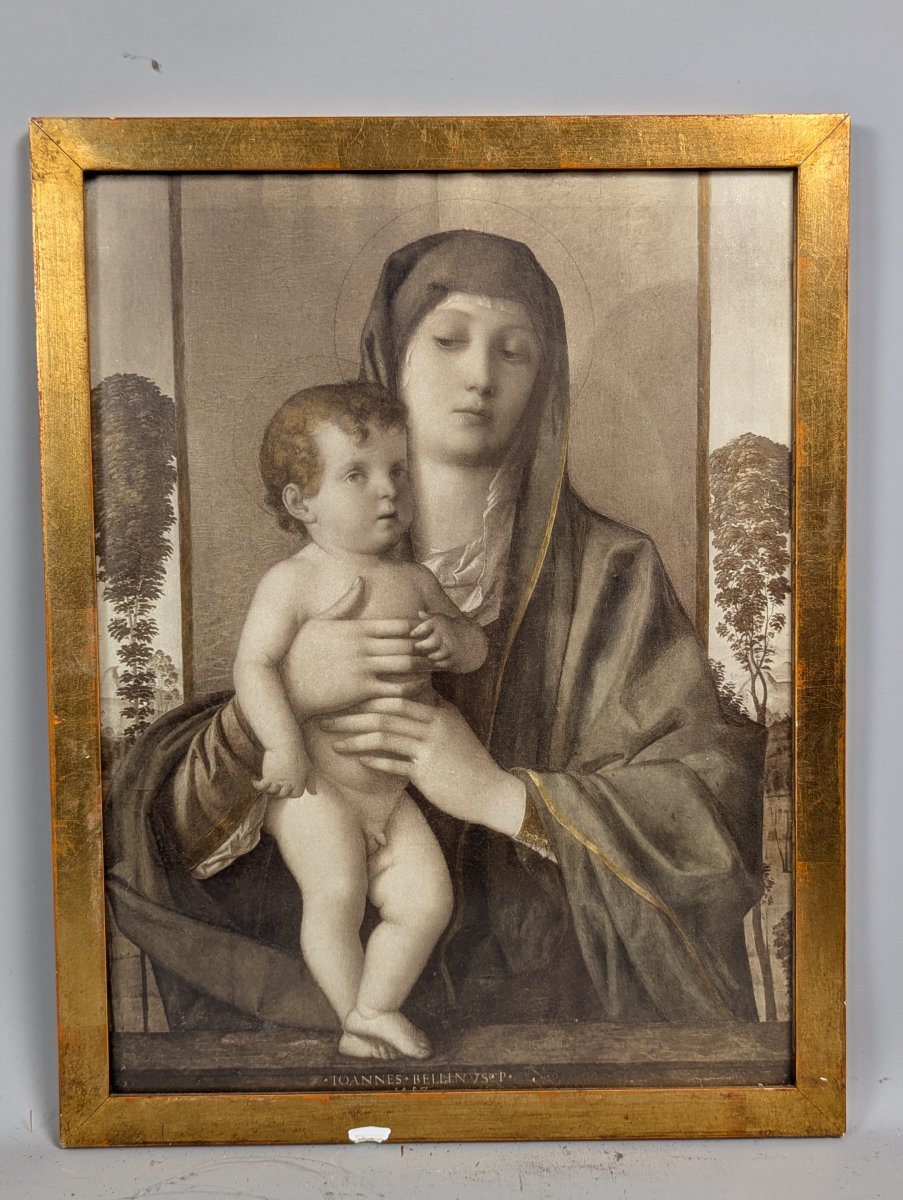 Framed Carbon Print after Giovanni Bellini Madonna degli Alberetti Antique Reproduction