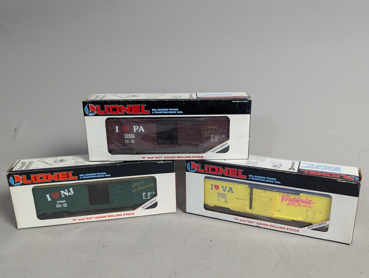 Lionel I Love State Boxcar Collection Pennsylvania New Jersey Virginia 3 Pack