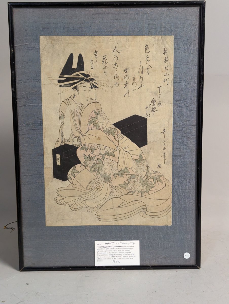 Kitagawa Utamaro Japanese Woodblock Print, Karakoto of the Chojiya, Courtesans Series