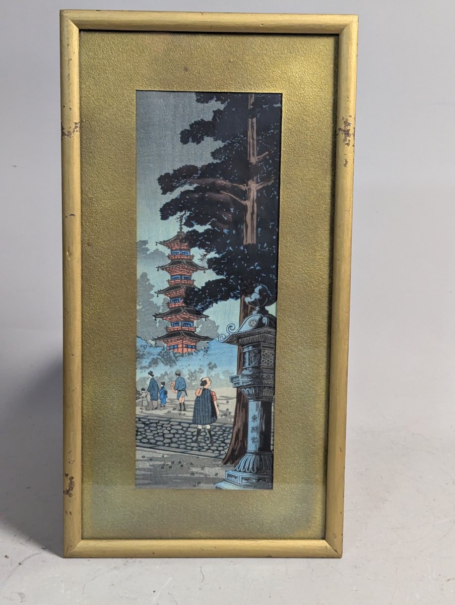 Japanese Woodblock Print Pagoda at Nikko Toshogu Shrine After Takahashi Shotei Hiroaki