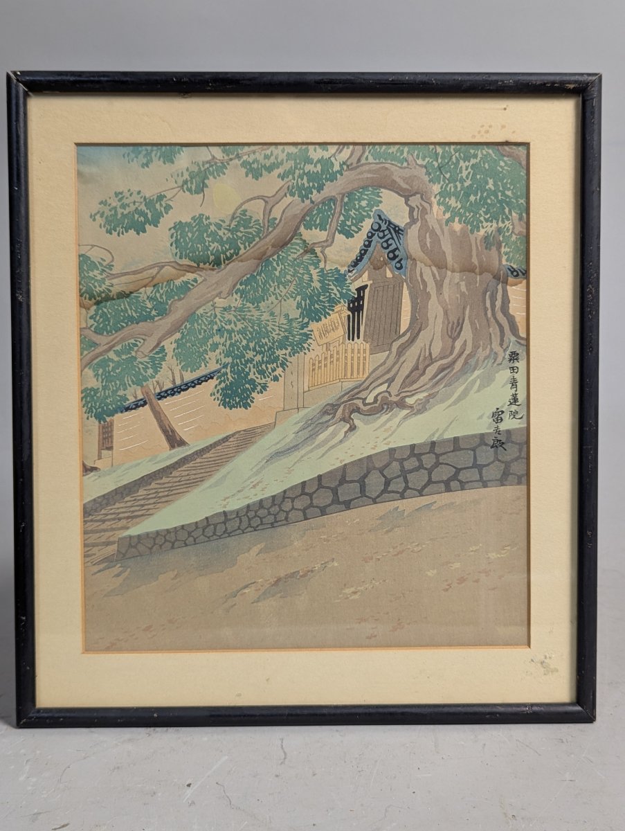 Beautiful Japanese Woodblock Print by Tomikichiro Tokuriki Shoren-in Temple