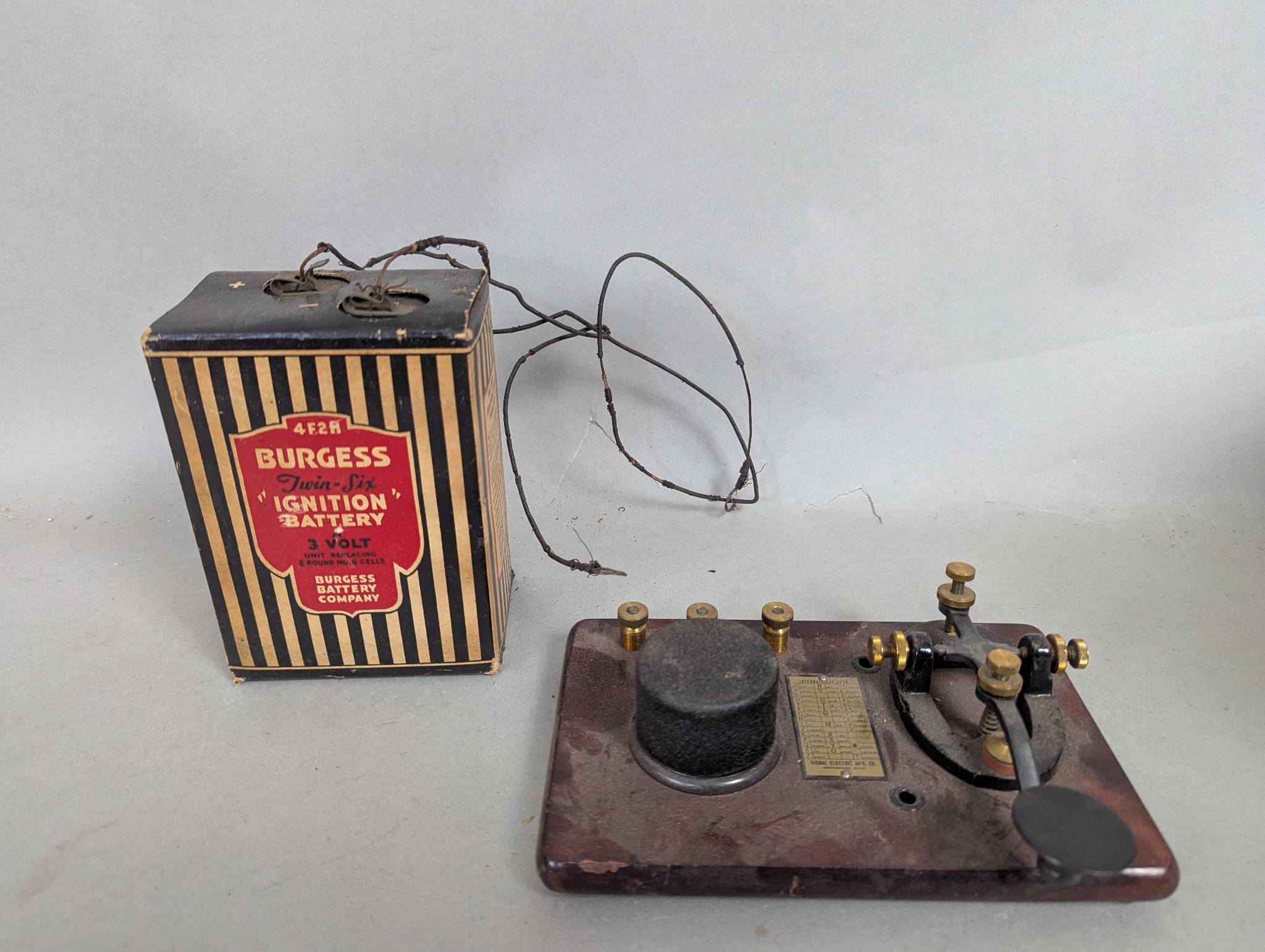 Signal Electric Telegraph Key with Original Burgess Battery