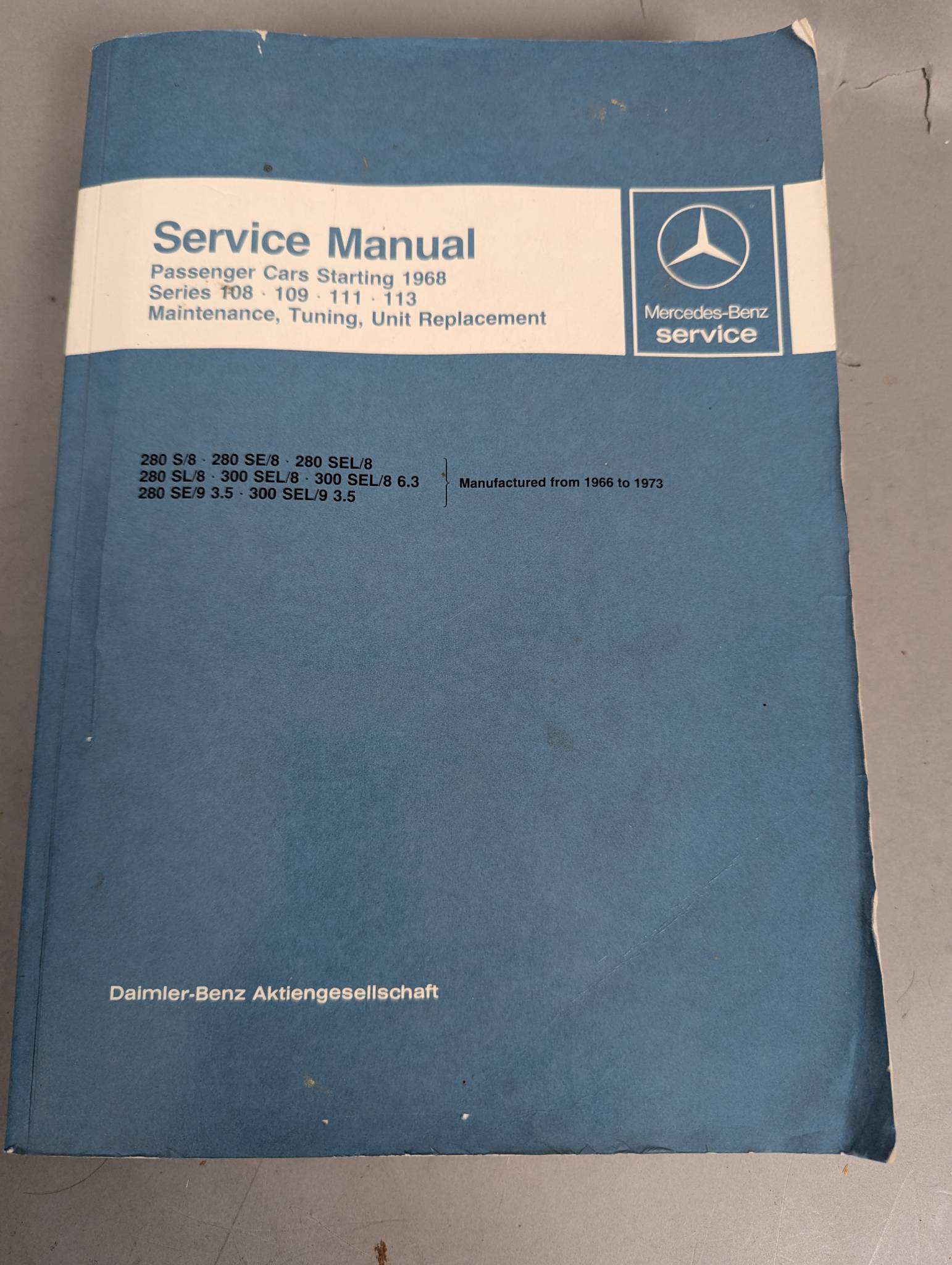 Mercedes Benz Service Manual Passenger Cars Starting 1968 Maintenance Tuning