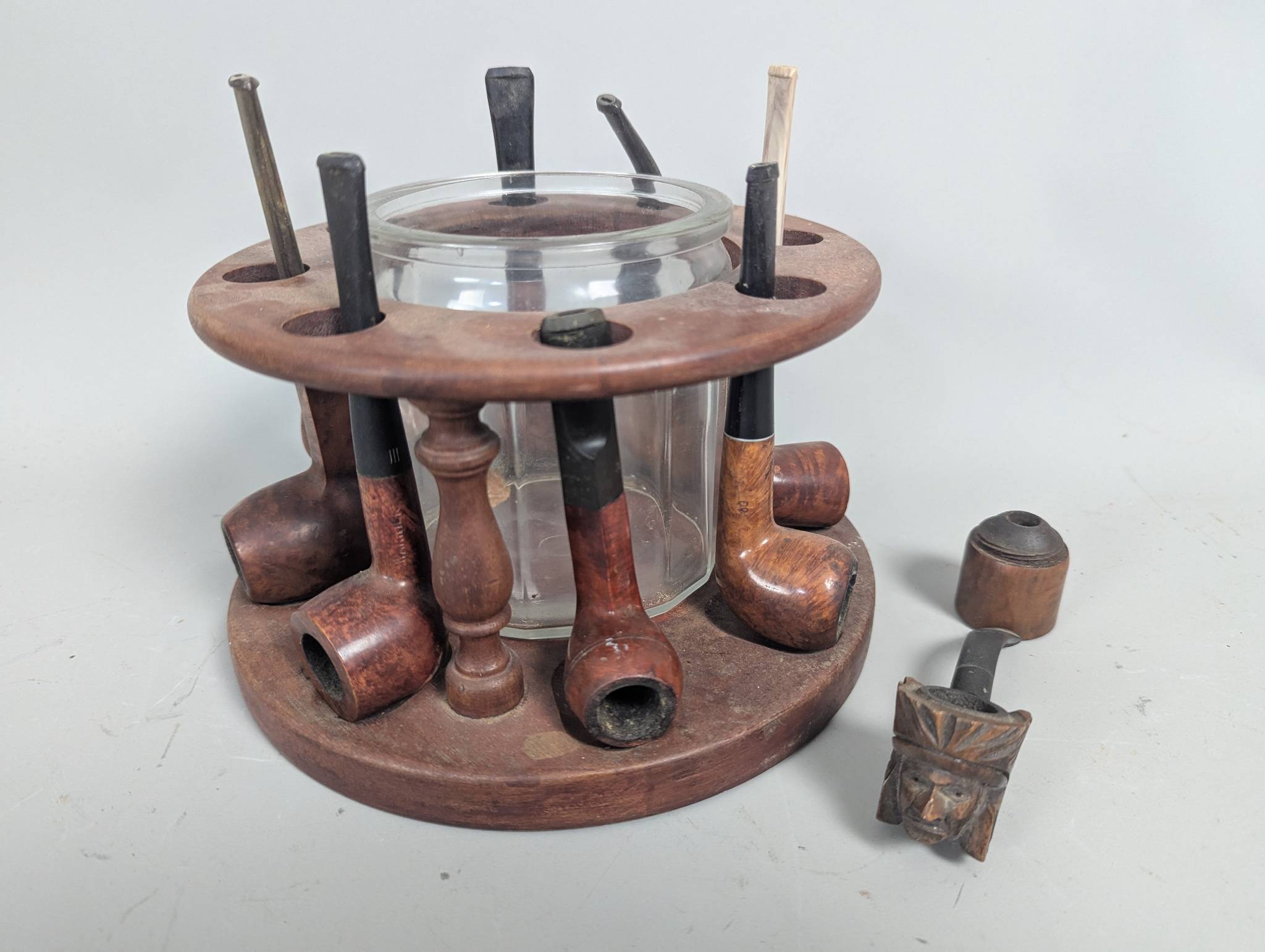 10 Vintage Tobacco Pipes with Holder Briar Warwick etc