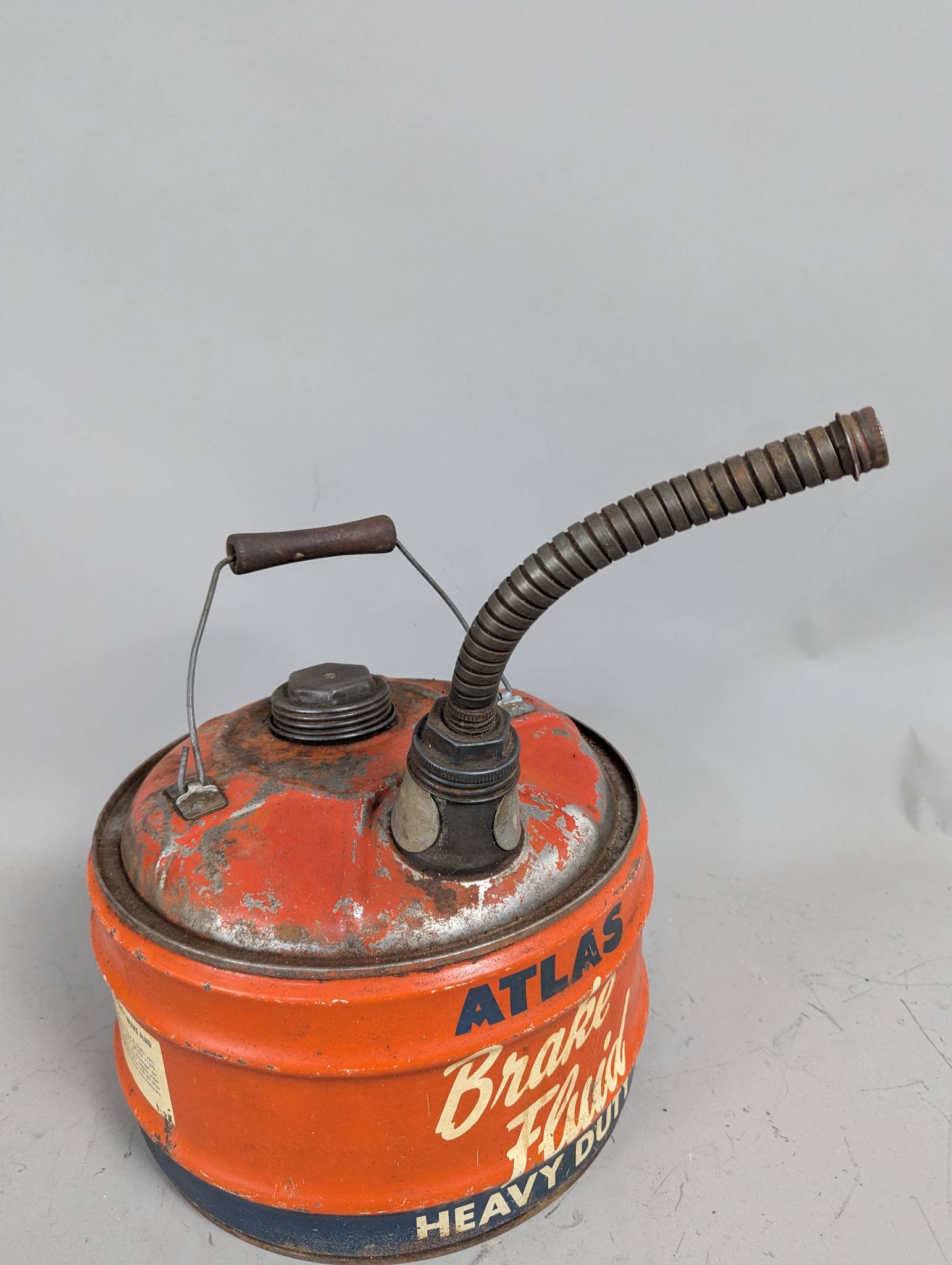 Atlas Brake Fluid Heavy Duty Metal Can with Spout and Handle