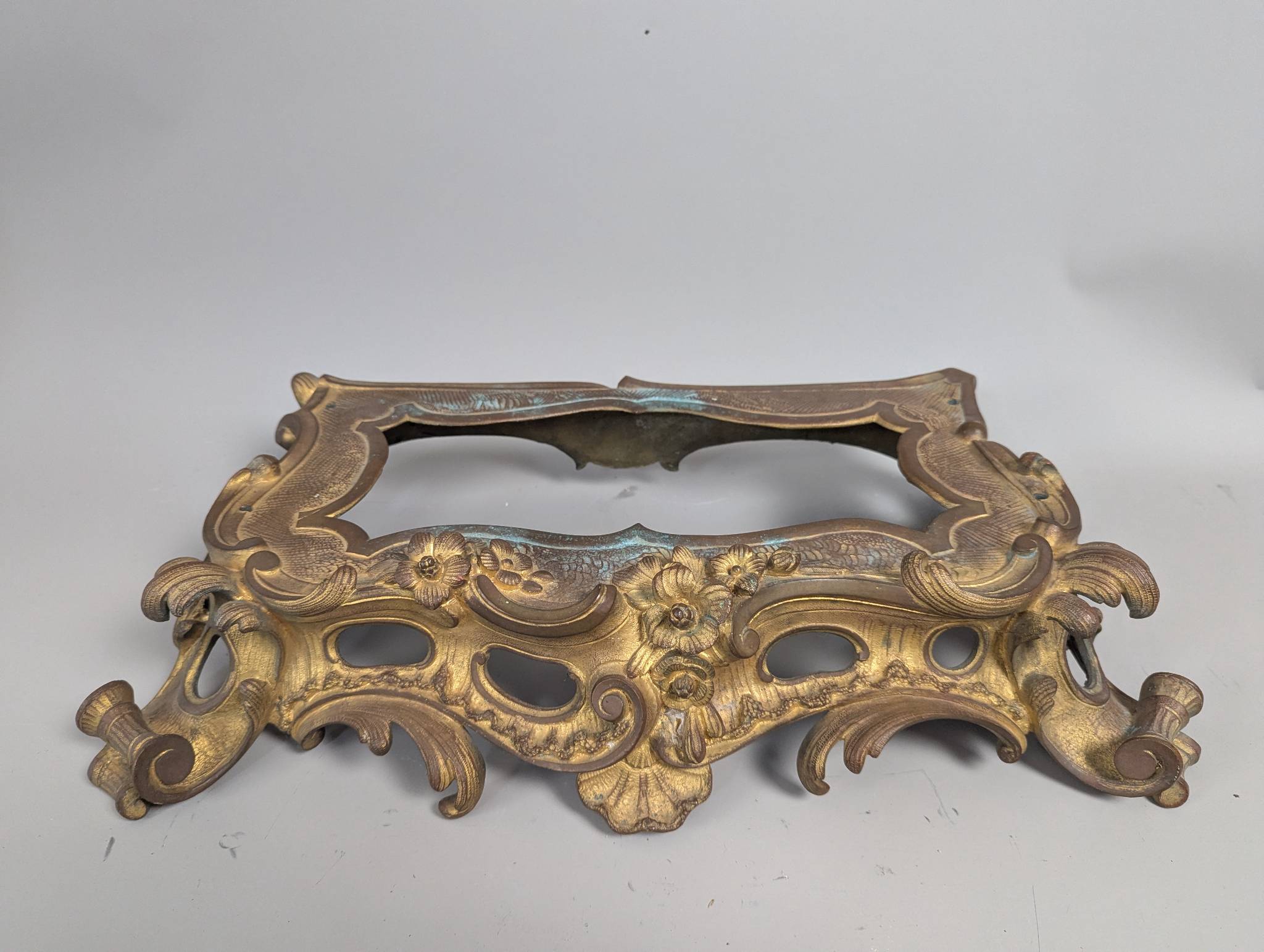 Antique Bronze French Ornate Clock Base with Decorative Motifs
