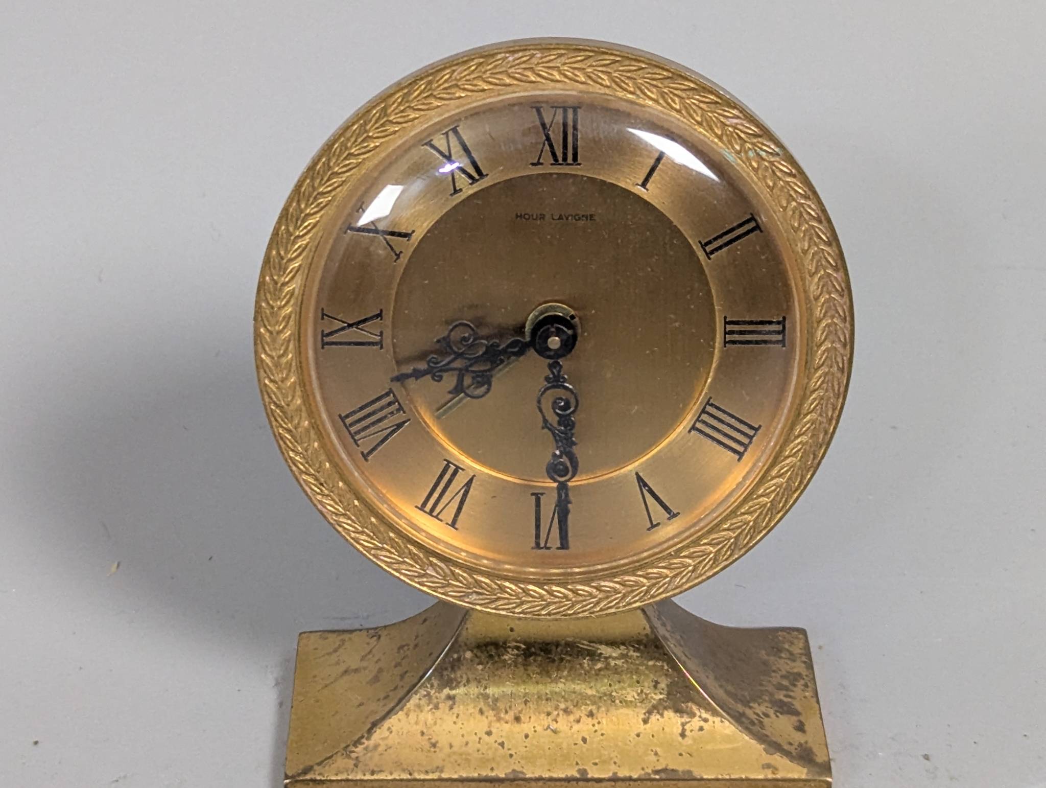 Hour Lavigne Brass Desk Clock with Roman Numerals