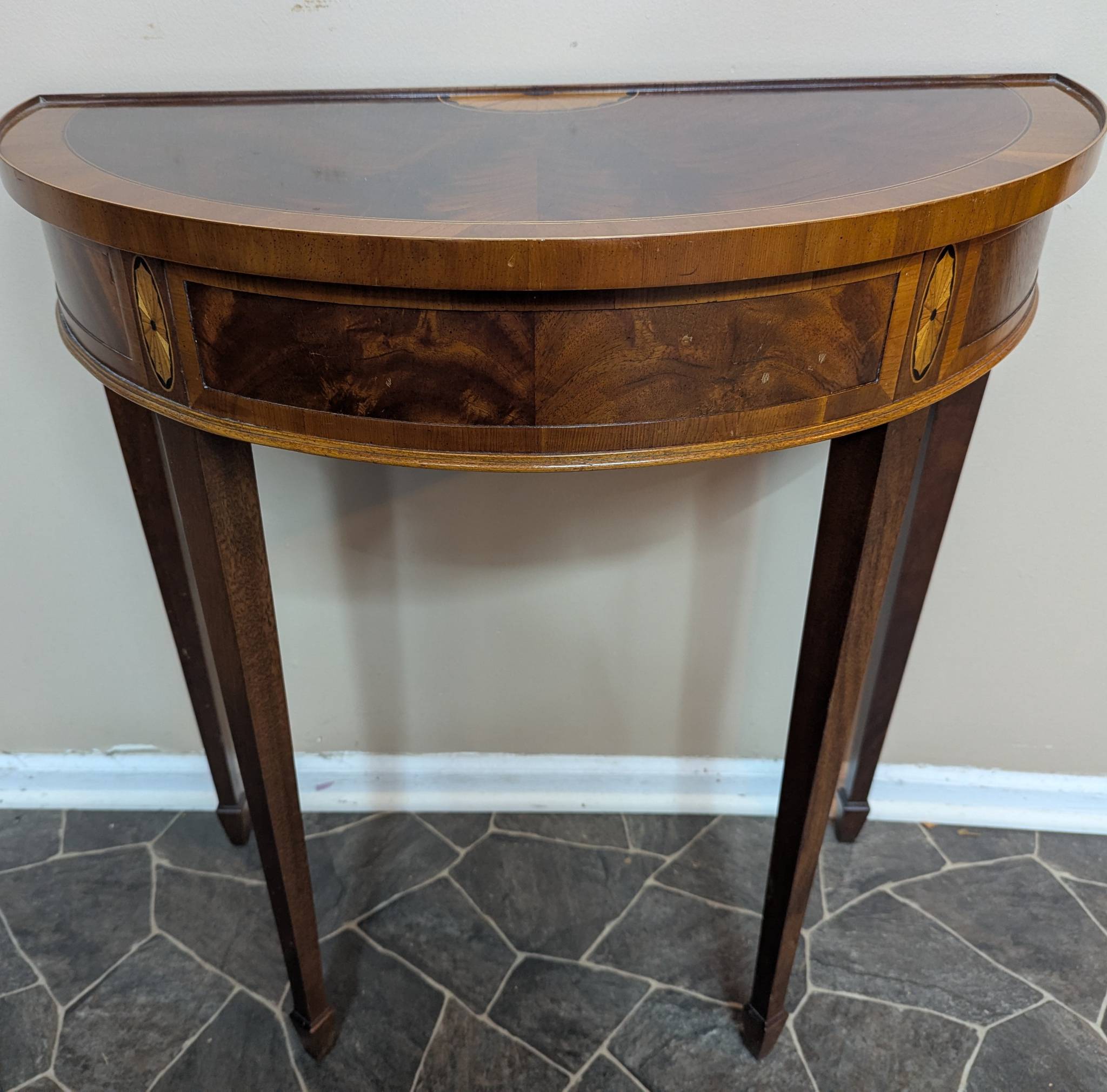 Hekman Federal-Style Demilune Console Table with Inlay Detailing