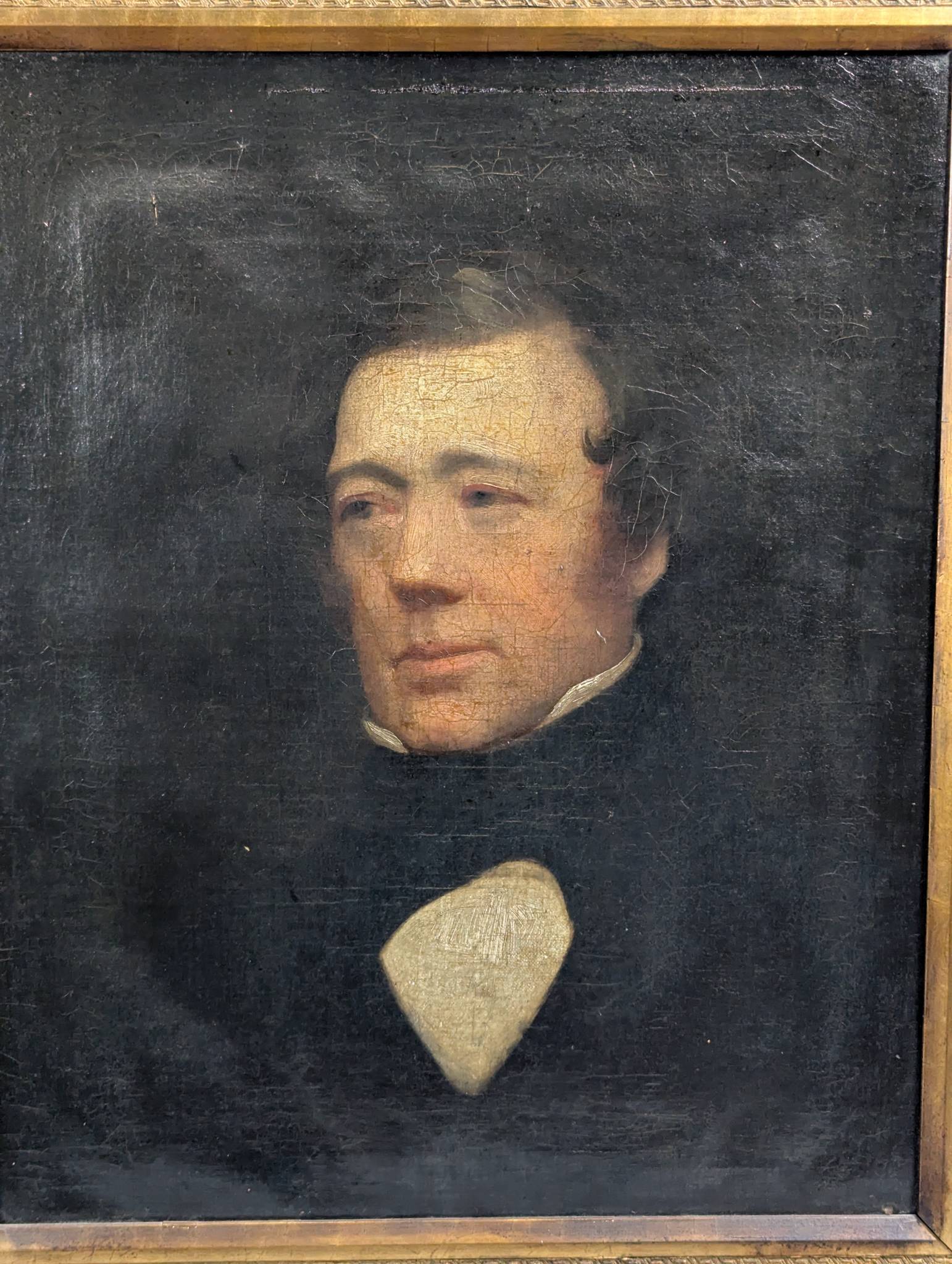 Oil on Canvas Portrait of a Gentleman in Ornate Giltwood Frame