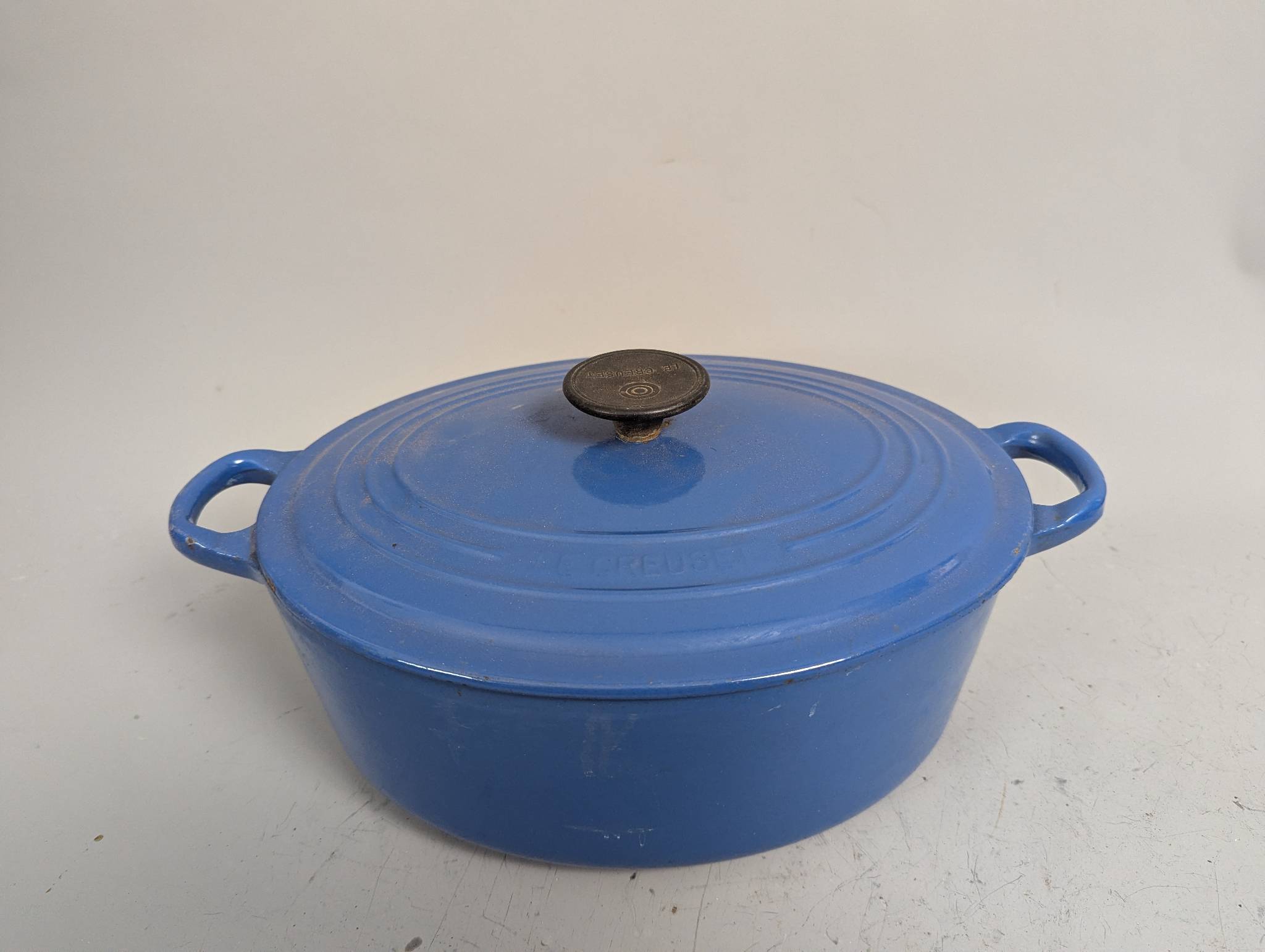 Vintage French Le Creuset Bleu Cast Iron Dutch Oven Casserole Nr 29