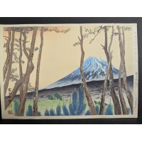 Japanese Woodblock Print by Tomikichiro Tokuriki Fuji from Cedar Forest Harajuku