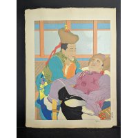Paul Jacoulet Japanese Woodblock Print Une Histoire Tres Drole Mongols Unique Art