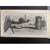 Fumio Kitaoka Japanese Woodblock Print Kōjō-ba nite 2 At the Factory Site 2 1963