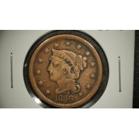 1856 Braided Hair Large Cent VF by Christian Gobrecht Rare Coin for Collectors