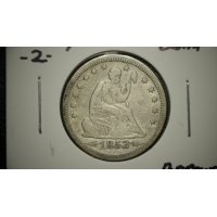 1853 Seated Liberty Quarter Dollar Arrows & Rays E.F. Christian Gobrecht Design