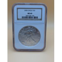 2005 American Silver Eagle $1 Coin NGC MS 69 Gem State Silver Dollar