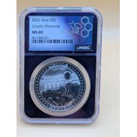 2022 Niue S$2 Lincoln Memorial 1 oz Silver Coin NGC MS 69 by Ian Rank-Broadley