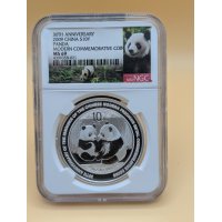 2009 China Panda 10 Yuan 1 oz Silver Coin 30th Anniversary NGC MS 69