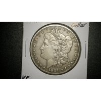 1887-O Morgan Silver Dollar Fine & 1887-S Morgan Silver Dollar Very Fine George T. Morgan