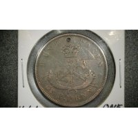 1852 Bank of Upper Canada One Penny Token - Holed - Very Good - Historical Currency