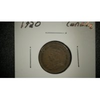 1920 Canada King George V One Cent Coin Small Cent Very Fine VF