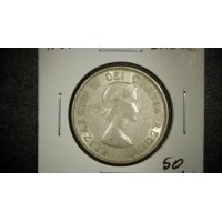 1961 Canada 50 Cents Silver Coin Uncirculated Queen Elizabeth II Royal Canadian Mint