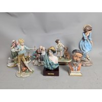 Lot of 7 Italian Pottery Figurines Capodimonte Bruno Merli Agostinelli Pucci