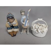 Lladró Porcelain Collection Eskimo Boy Rock and Roll Basket of Roses Figurines