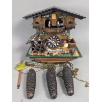Vintage German Black Forest Musical Cuckoo Clock by Cuendet with Dancers and Woodchopper