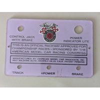 Vintage American Model Car Raceways Control Panel Plate Mid-1960s Slot Car Collectible