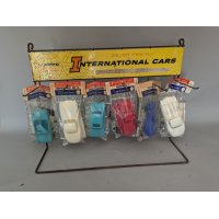Vintage Hubley International Cars Model Kits Store Display Rack with 6 New Old Stock Kits